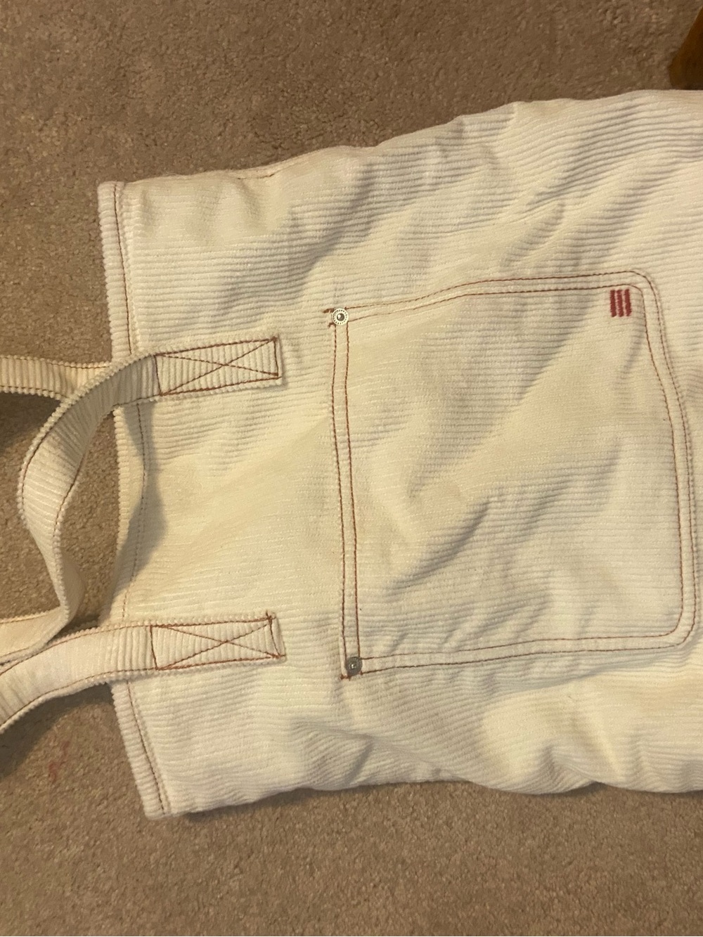 Cream Canvas Tote with Front Patch Pocket and Reinforced Handles